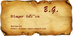 Blayer Géza névjegykártya