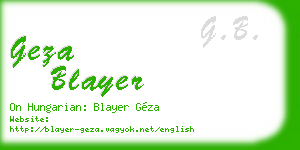 geza blayer business card