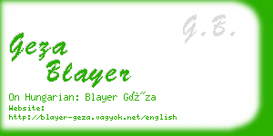 geza blayer business card